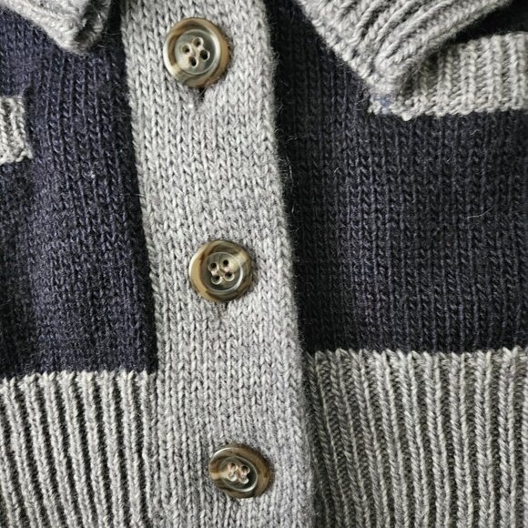 J.Crew women's blue and gray wool shawl collar grandpa style cardigan size XXS - Picture 5 of 7